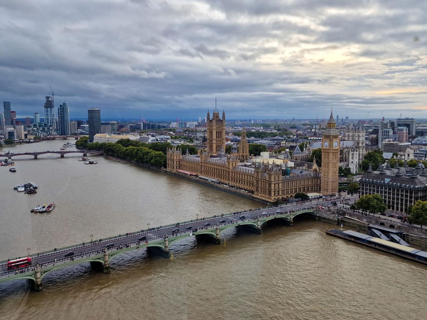 The Houses of Parliament and Westminster Bridge on the River Thames in London